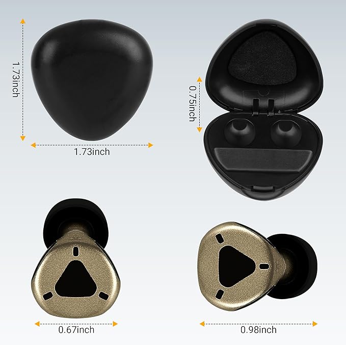 Ear Plugs for Sleeping, Reusable Hearing Protection for Sleep,Work,Focus,Travel, Adjustable Passive Earplugs for Concerts & Festivals, Dark Gold