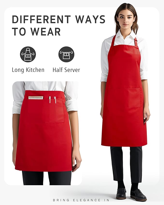 Syntus Chef Apron for Men Women Kitchen Cooking Apron with Pockets, Adjustable Bib Aprons Stain Resistant, 1 Pack