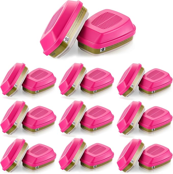 60923 Respirator Cartridge Particulate Filter, for 6000, 7000 and FF-400 Series Masks, Effective Filtering Organic Vapors, Acid Gases, Chemical, Dust … (10 Pair 60926)