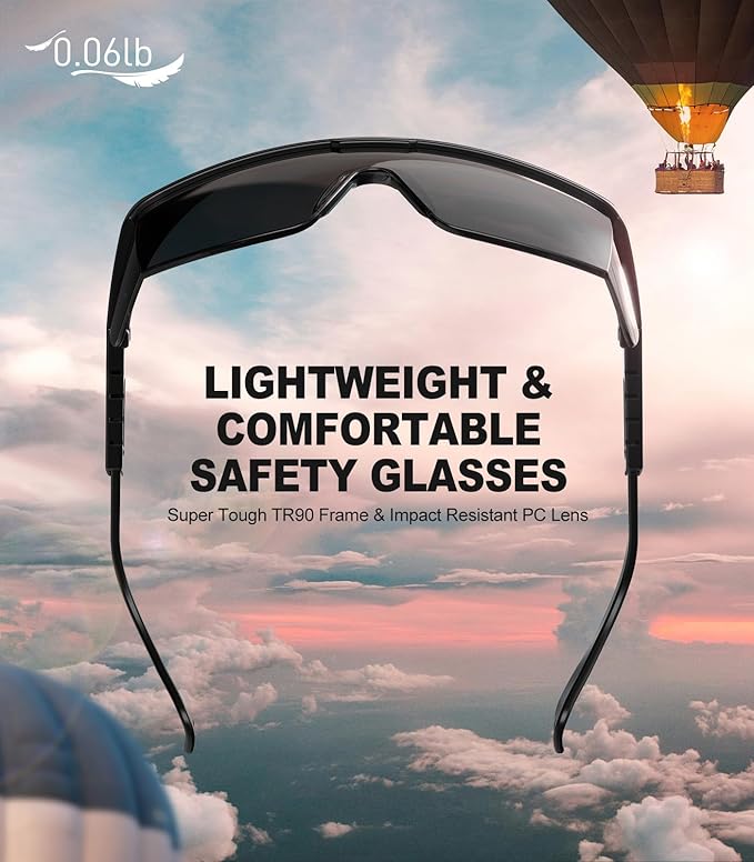 xaegistac Anti-Fog Safety Glasses with Side Shields,UV400 Protective Eyewear,Impact Resistant Safety Goggles for Men Women