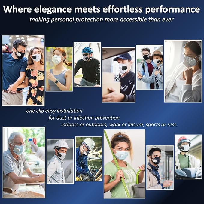 PuriCurrent-electric fan mask, cum air purifier mask. Easy breath. Mask itself is filter. Handy, light and easy to use. For pollen, ashes, dusts, PM2.5 (Black)