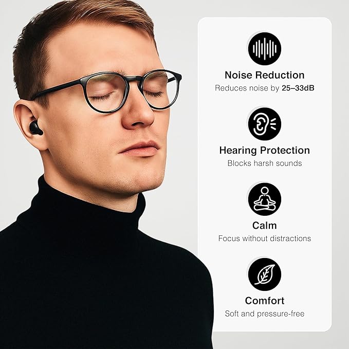 Sleeping Ear Plugs for Restful Nights – Reusable Noise Cancelling Ear Plugs with Noise Reduction (Midnight Blue)