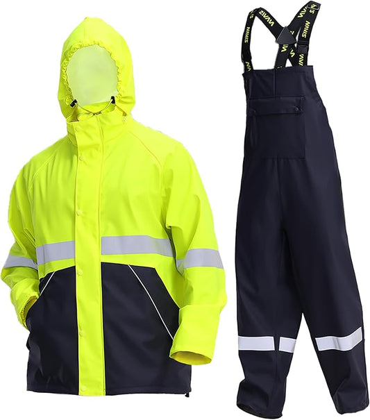 Rain Suit for Men Heavy Duty Workwear Waterproof Jacket with Pants 3 Pieces