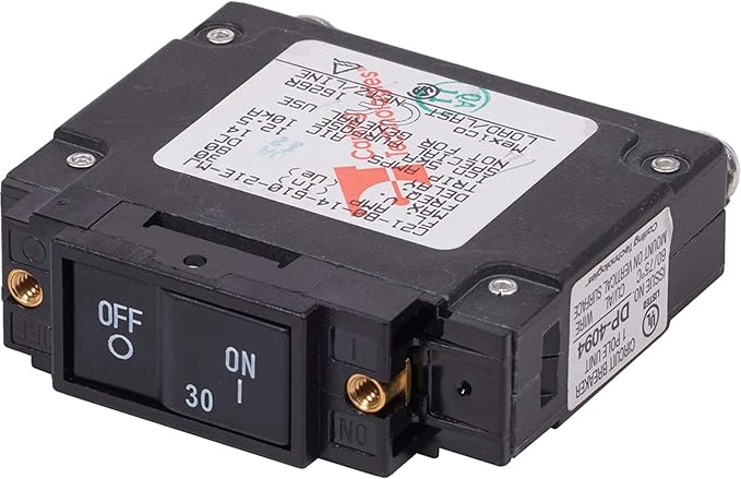 Blue Sea Systems 7444 Circuit Breaker C-Series Flat Rocker 30A DC UL489