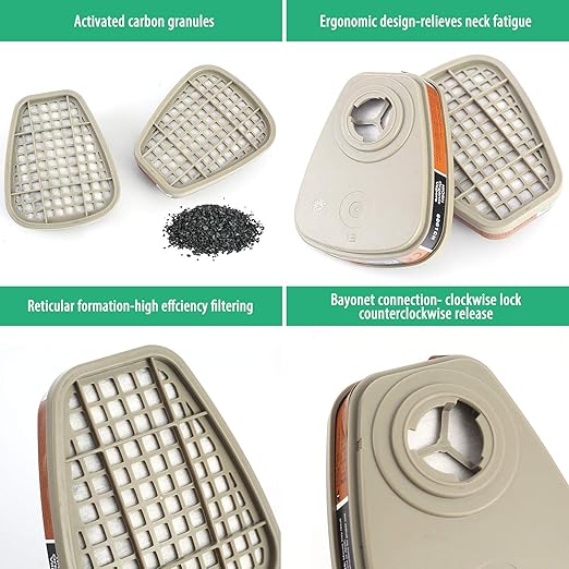 2 Pack 6200 Half Face Paint Respirator Mask with Filters, Active Carbon Gases Chemicals Respirator for Vapors, Dust,Formaldehyde, Sanding, Polishing, Spraying,Machine Polishing and other Work