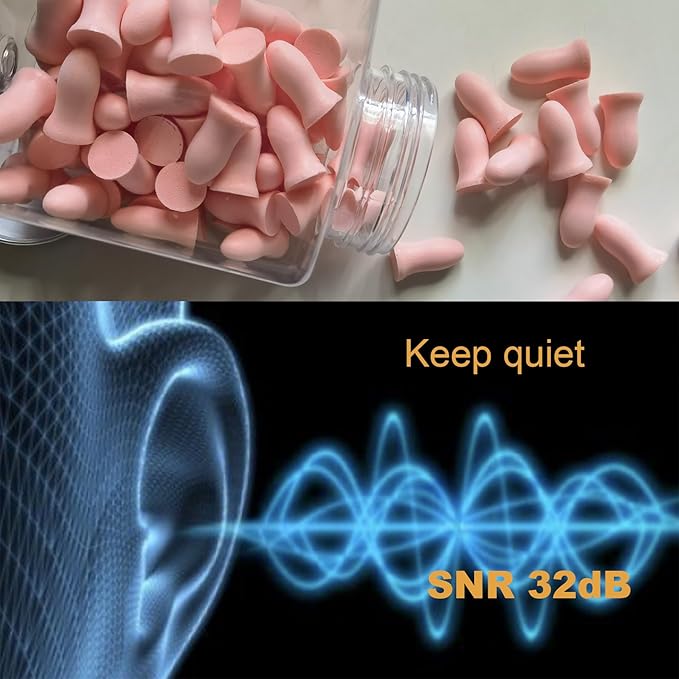 Soft Foam Earplugs 50 Pair,32dB Highest NRR for Noise Reduction,Safety Hearing Protection Ear Plugs Contoured for Comfort Slow Rebound,Tapón para el oído,Slim Waist (Green, Small)