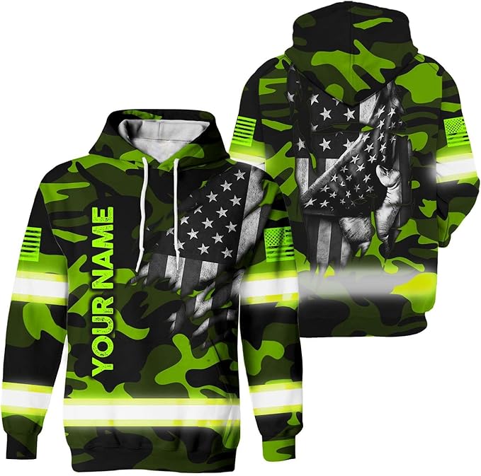 Maddly High Visibility US Flag Collection Safety Workwear Custom Name for Workers, Runners, Truckers, Patriotic