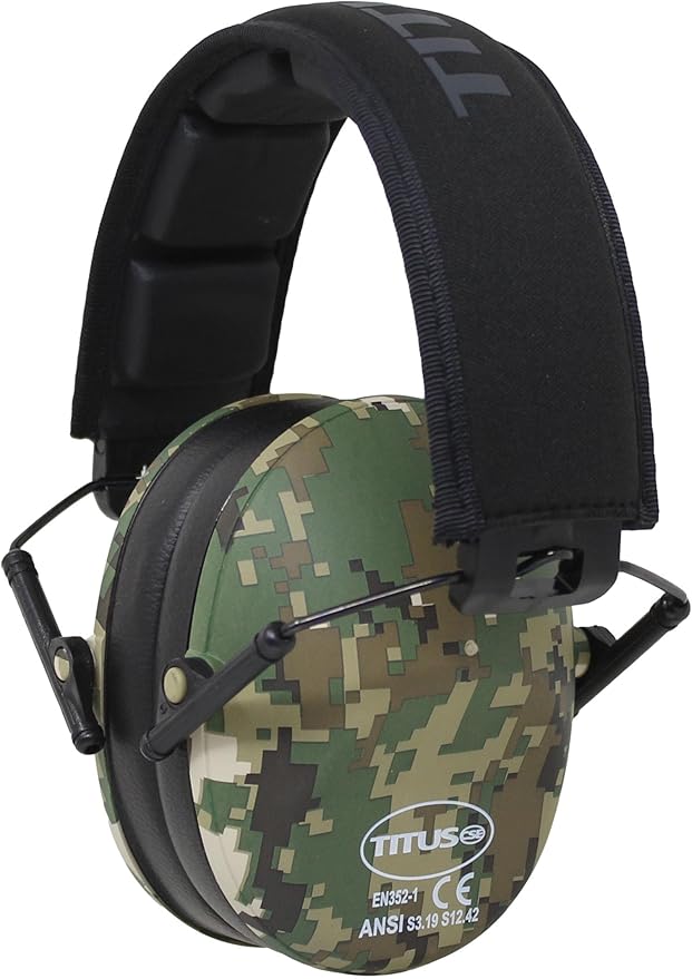 TITUS 2-Series Premium Low Profile Earmuffs, ANSI Rated, High NRR Noise Reduction, Durable Sport Band, Hearing Protection PPE