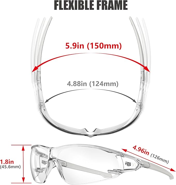 ANSI Z87.1 Anti-Fog Wrap-Around Clear Safety Glasses, Pickleball lab chemistry goggles with Scratch Resistant