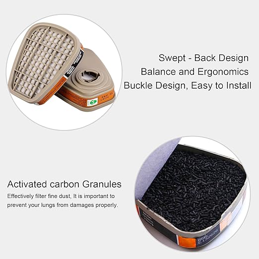 Reusable Face Cover Set with Glasses for Gas, Painting, Dust, Machine Polishing, Organic Vapors with Filter Cotton, Staining,Car Spraying,Sanding &Cutting, DIY and Other Work Protection