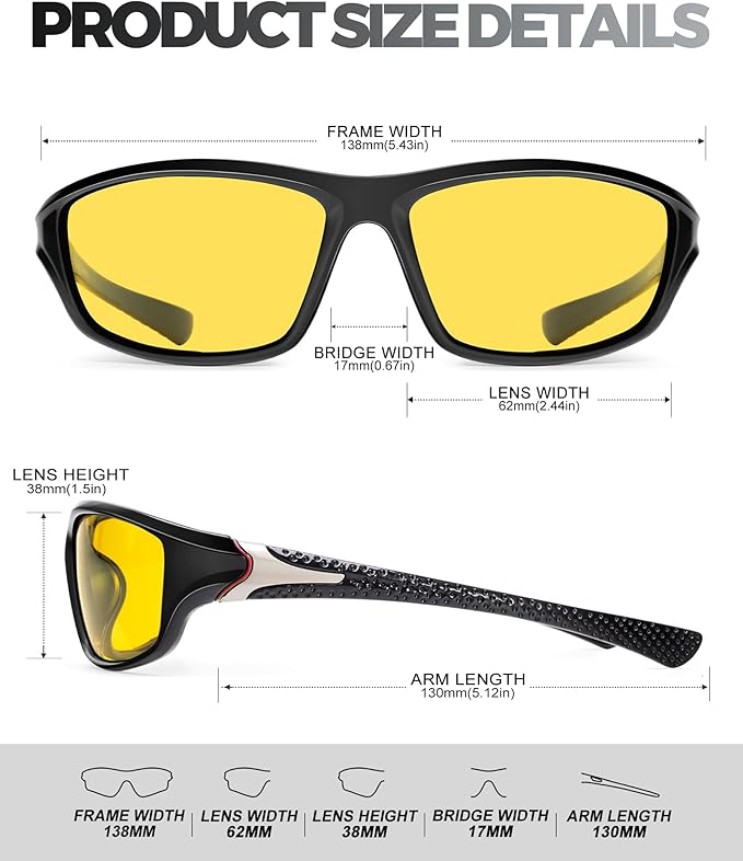 Polarized-Sunglasses-Men Sports Mens-Sunglasses: Sun-Glasses with UV400 Protection for Driving Golf Fishing Running