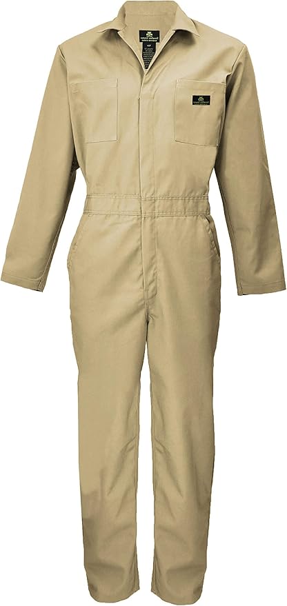 Natural Uniforms Mens Long Sleeve Zip Up Twill Coverall, Stain and Wrinkle Resistant