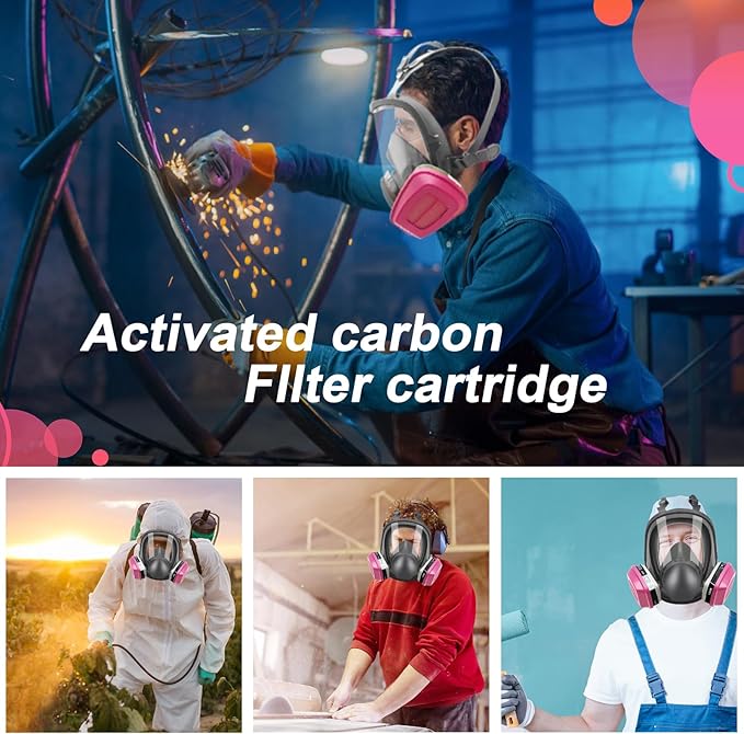 Full Face Respirator Mask, 6800 Reusable Respirator Mask with Filters 60921, Anti-fog, Ideal for Paint, Spray, Dust