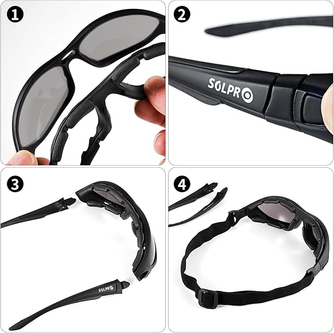 Powersports Glasses Safety Motorcycle Goggle, Anti-fog, Wrap around, Windproof, Hunting, Riding, Mowing,Men and Women