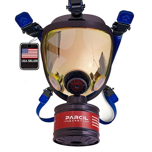 ST-100X Burnt Bronze Mirrored Survival & Tactical Full Face Respirator with P-D-1 Single 40mm Carbon Activated Charcoal Filter Canister