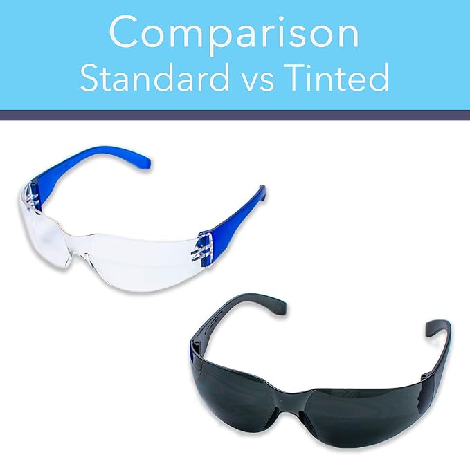 Aqulius Tinted Safety Glasses for Men & Women - 24-Pack, Dark, Tactical - ANSI Z87+ Impact Resistant & UV Protection - Safety Sunglasses for Construction