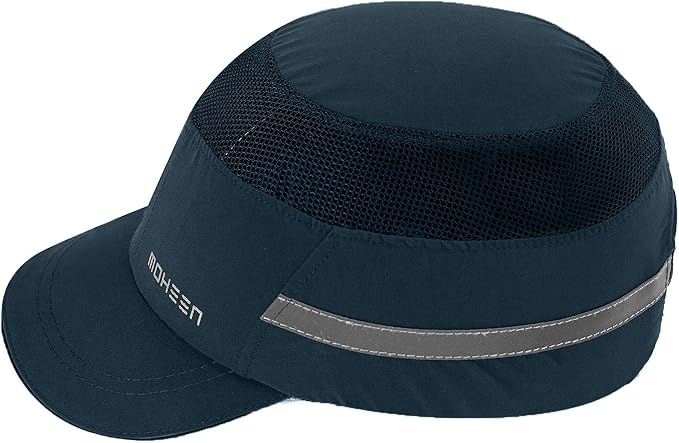 Lightweight Safety Bump Cap - Breathable Baseball Style Protective Hat with Reflective Stripes