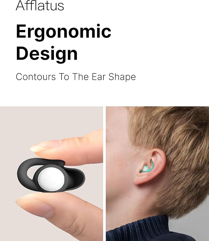 Afflatus Kids Ear Plugs for Sleeping and Small Ear Canls, Age 10-17, Comfort Earplugs for Small Ears, Sleep, Noise Reduction, Concerts, Reusable, Washable (Size S, Pairs*2)