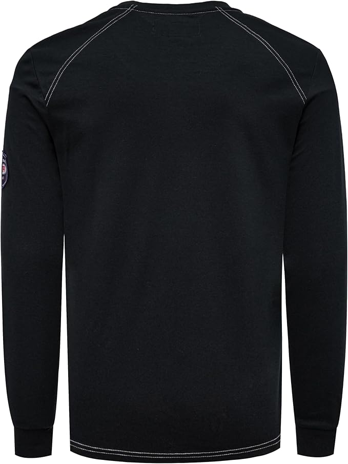 BOCOMAL Men's FR Shirt Pocket Henley Lightweight Flame Resistant Cotton Long Sleeve Workwear UL NFPA2112 CAT2 Welding Tee