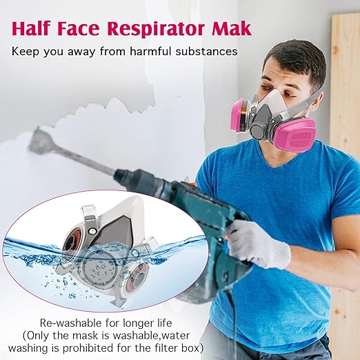 Active Carbon Gases Chemical Respirator - for Vapor,Paint,Dust,Formaldehyde,Sanding,Polishing,Spraying,Machine Polish (Pink)