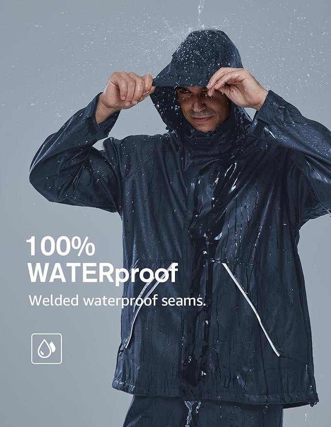 TOWN&FIELD Rain Suits for Fishing Waterproof Rain Gear for Men Women Heavy Duty Rain Coat Jacket with Pants/Overalls