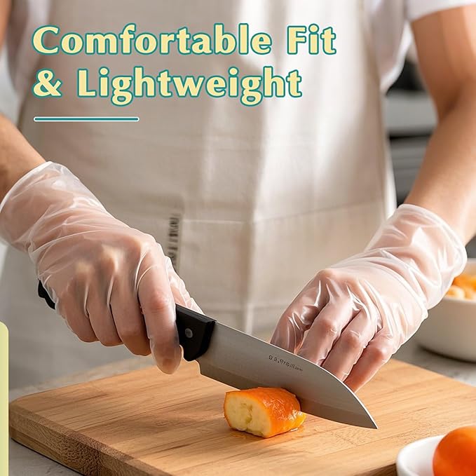 Disposable Vinyl Gloves, Latex-Free, Powder Free, Clear Plastic Gloves, for Cleaning, Cooking, Food Prep