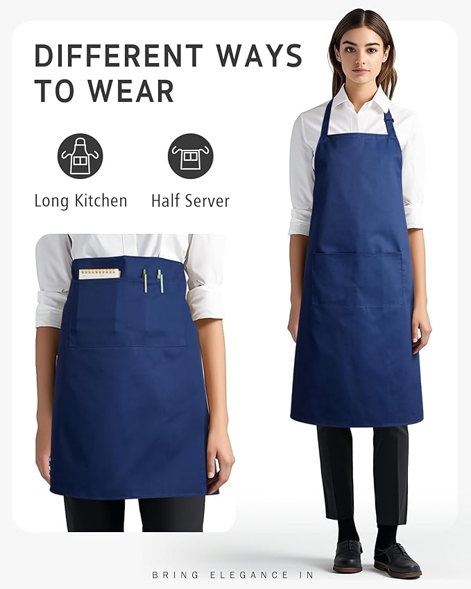 Syntus Chef Apron for Men Women Kitchen Cooking Apron with Pockets, Adjustable Bib Aprons Stain Resistant, 1 Pack