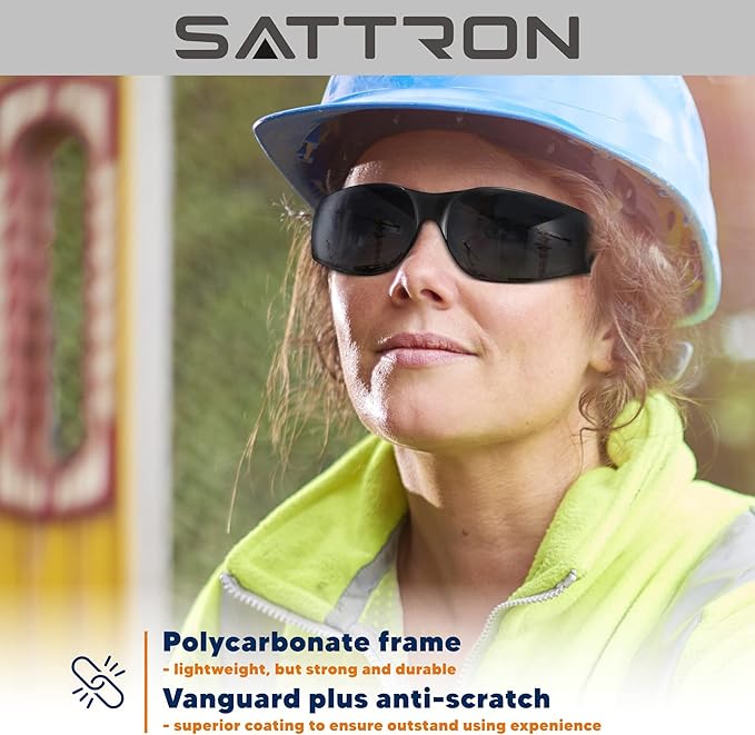 3 Pack of Tinted Safety Glasses, Scratch & Impact Resistant Protective Eyewear, Dark Lenses for UV Protection