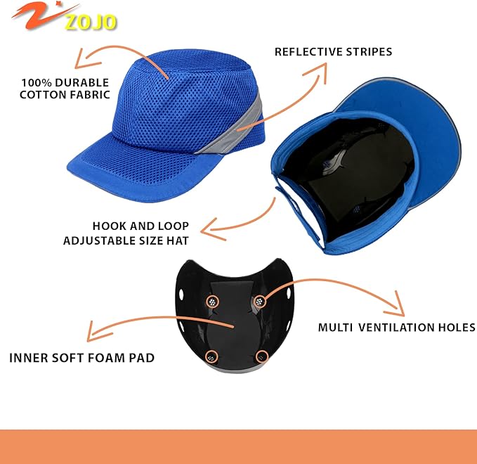 Zojo Baseball Bump Cap Hard Hat Helmet,5PCS Reflective Breathable Lightweight Safety Cap for Men and Women