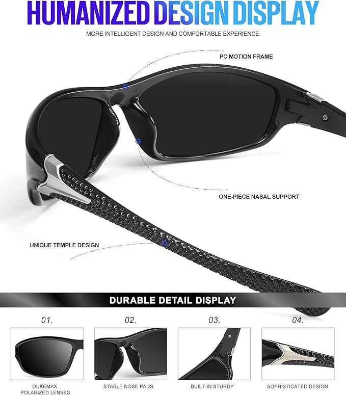 Polarized Sunglasses-Men Sports Sunglasses: Mens Sunglasses Polarized Running Sun Glasses Driving Fishing 3 Packs