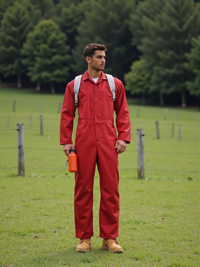 MCJC Coveralls for Men Adult Blue Jumpsuit Coveralls Mechanic Work Uniform Halloween Horror Killer Costume