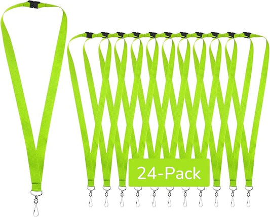 24-Pack Breakaway Lanyards, Polyester Neck Straps for ID Cards, Keys, Office, School & Events