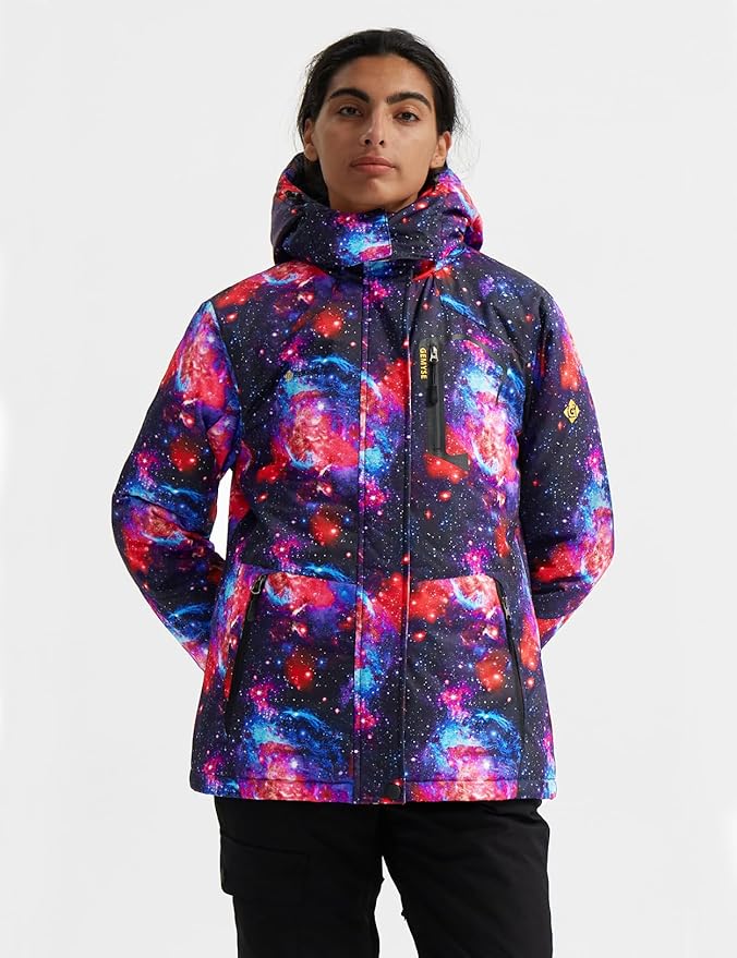 GEMYSE Women's Ski Snow Jacket Warm Winter Waterproof Coat Snowboard Rain Jacket Hooded Windproof Windbreaker