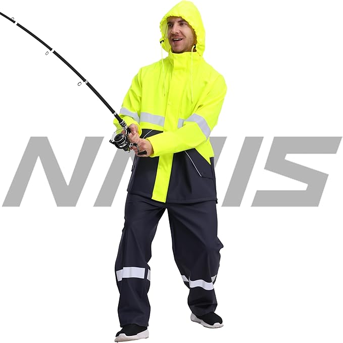 Rain Suit for Men Heavy Duty Workwear Waterproof Jacket with Pants 3 Pieces
