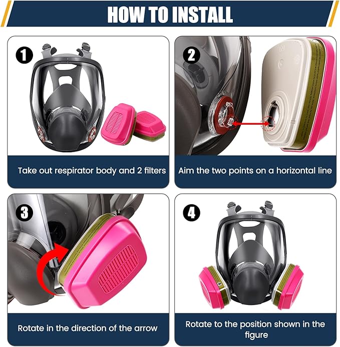 Full Face Respirator Mask with Filters, Reusable Anti-fog Gas Mask with 60926 & 2097 Activated Carbon Filters Against Dust Organic Vapor, Ideal for Painting, Polishing, Welding,Woodworking