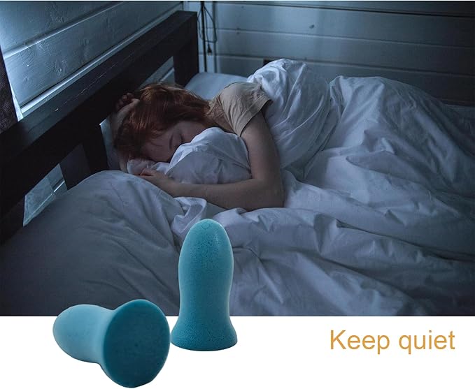 Soft Foam Earplugs 50 Pair,32dB Highest NRR for Noise Reduction,Safety Hearing Protection Ear Plugs Contoured for Comfort Slow Rebound,Tapón para el oído,Slim Waist (Blue, Standard)