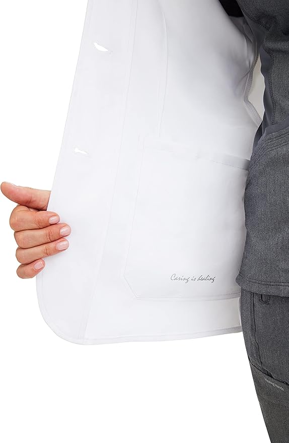 Healing Hands Women's Lab Coat with 4 Pockets, Moisture Wicking & 2-Way Stretch Fabric, Button Front Consultation Coat 5160