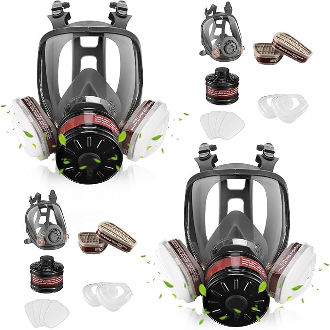 Gas Masks Survival Nuclear and Chemical - Reusable Full Face Respirator Gas Mask with Activated Carbon Filter