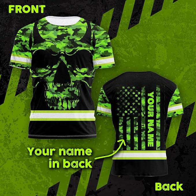 Maddly High Visibility US Flag Collection Safety Workwear Custom Name for Workers, Runners, Truckers, Patriotic