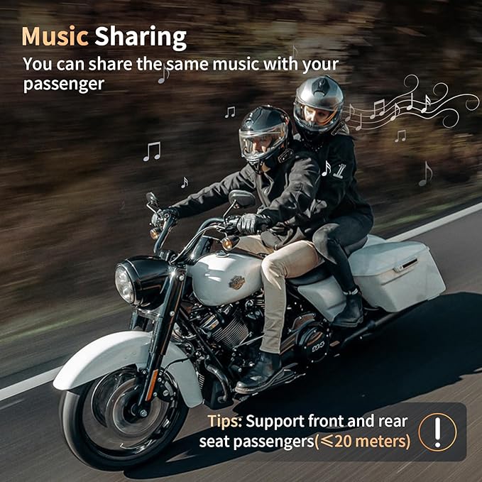 Fodsports FX8 Pro Motorcycle Communication Systems with Customized HRSQS Speakers, Dual-Chip Audio Multitasking, One-Click Fast Pairing, Music Sharing, FM 10 Riders Group Intercom, 2 Pack