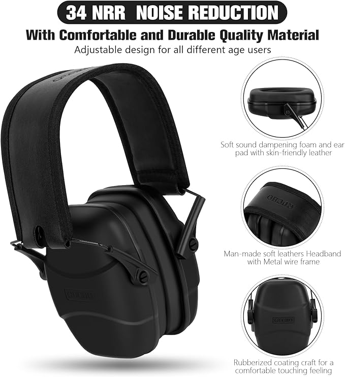 GUCHO Hearing Protection Ear Muffs,Shooting Range Ear Protection for Hunting Mowing