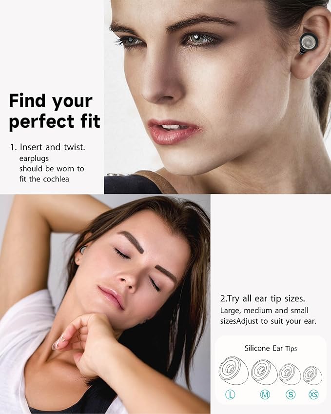 5 Pairs Ear Plugs for Sleeping Noise Reduction,Beinkap Reusable Earplugs Hearing Protection for Focus, Noise Sensitivity,Study,Work,Snoring,Motorcycle,Concert,Airplanes,24dB-33dB（Black）