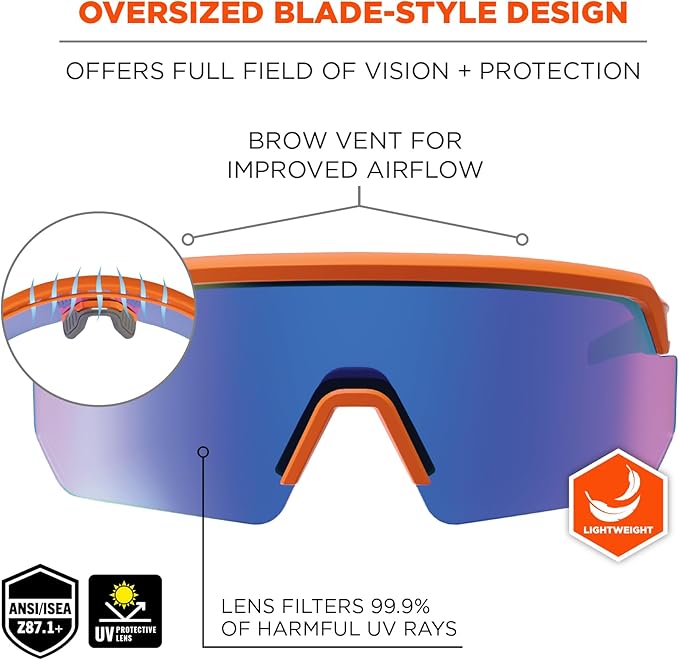 Ergodyne Skullerz AEGIR Polarized Safety Sunglasses with Fog Off+, Anti Fog Safety Glasses, Anti Scratch Mirror Lens