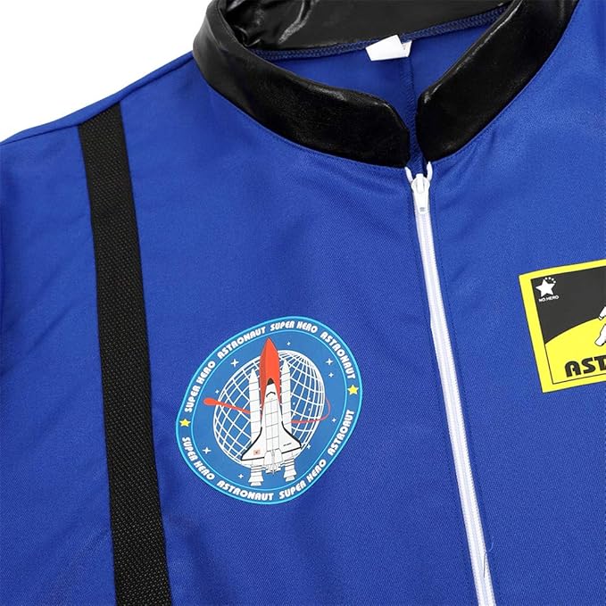 Men's Adult Astronaut Spaceman Costume Coverall Pilot Air Force Flight Jumpsuit Dress Up Party
