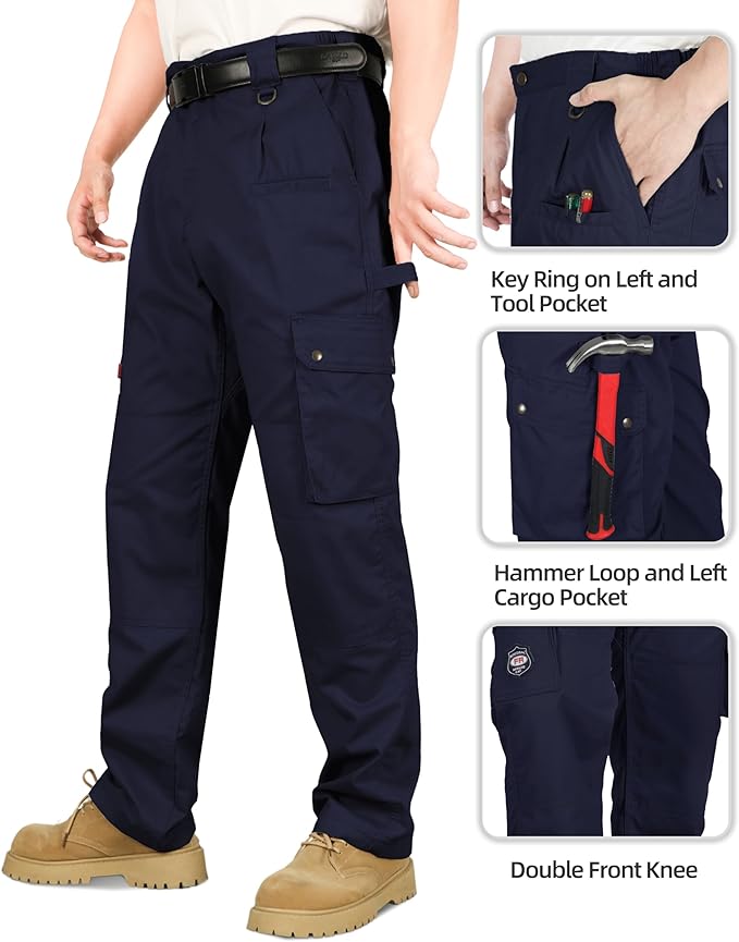 BOCOMAL FR Pants for Men Cargo Flame Resistant Pants(2112&CAT2) 100% C 7.5oz Utility Fire Resistant Pants