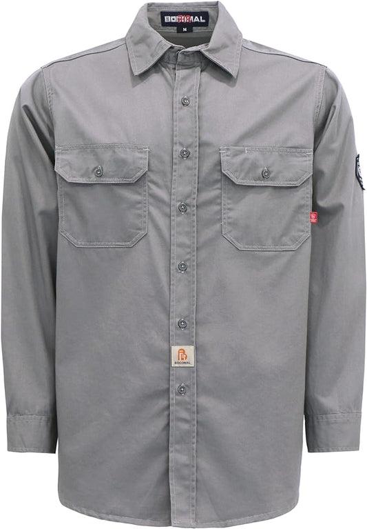 BOCOMAL FR Shirts 6.25oz Lightweight Welding Shirts Flame Resistant Men's Fire Retardant Shirt