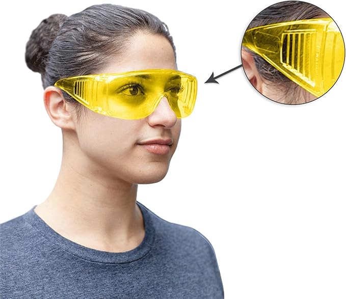 BISON LIFE Diamont Vented Over Glasses Safety Glasses | Meets ANSI Z87.1, Impact Resistant Polycarbonate Lens