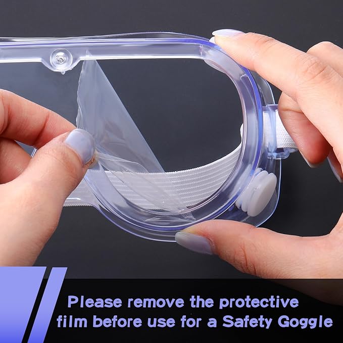 Yunsailing 30 Pack Protective Safety Goggles Clear Lab Over Glasses Anti Fog Eye Protection Goggles for Men Women(Clear White)