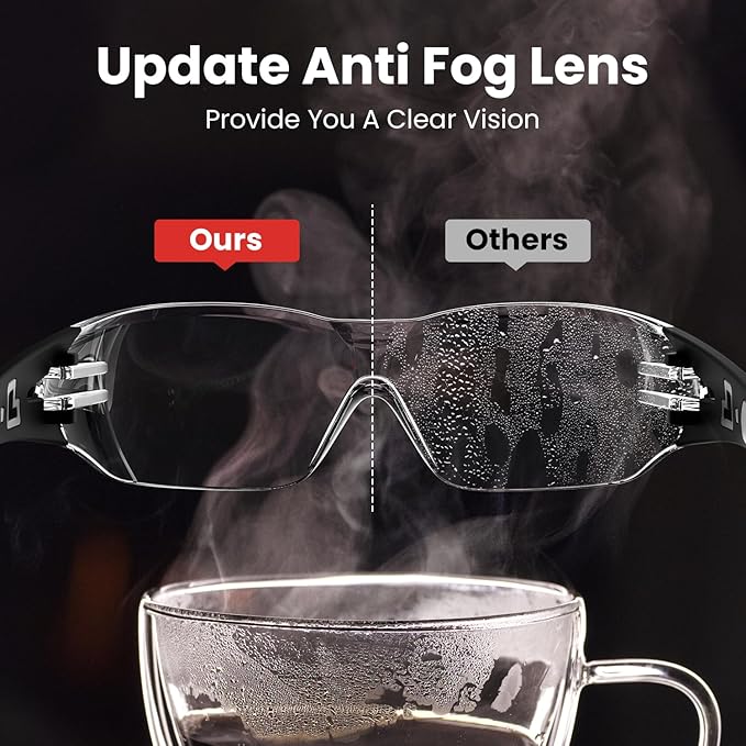Safety Glasses with Clear Wraparound Lenses and Vented Frame