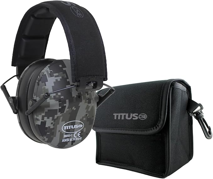 TITUS 2-Series Premium Low Profile Earmuffs, ANSI Rated, High NRR Noise Reduction, Durable Sport Band, Hearing Protection PPE